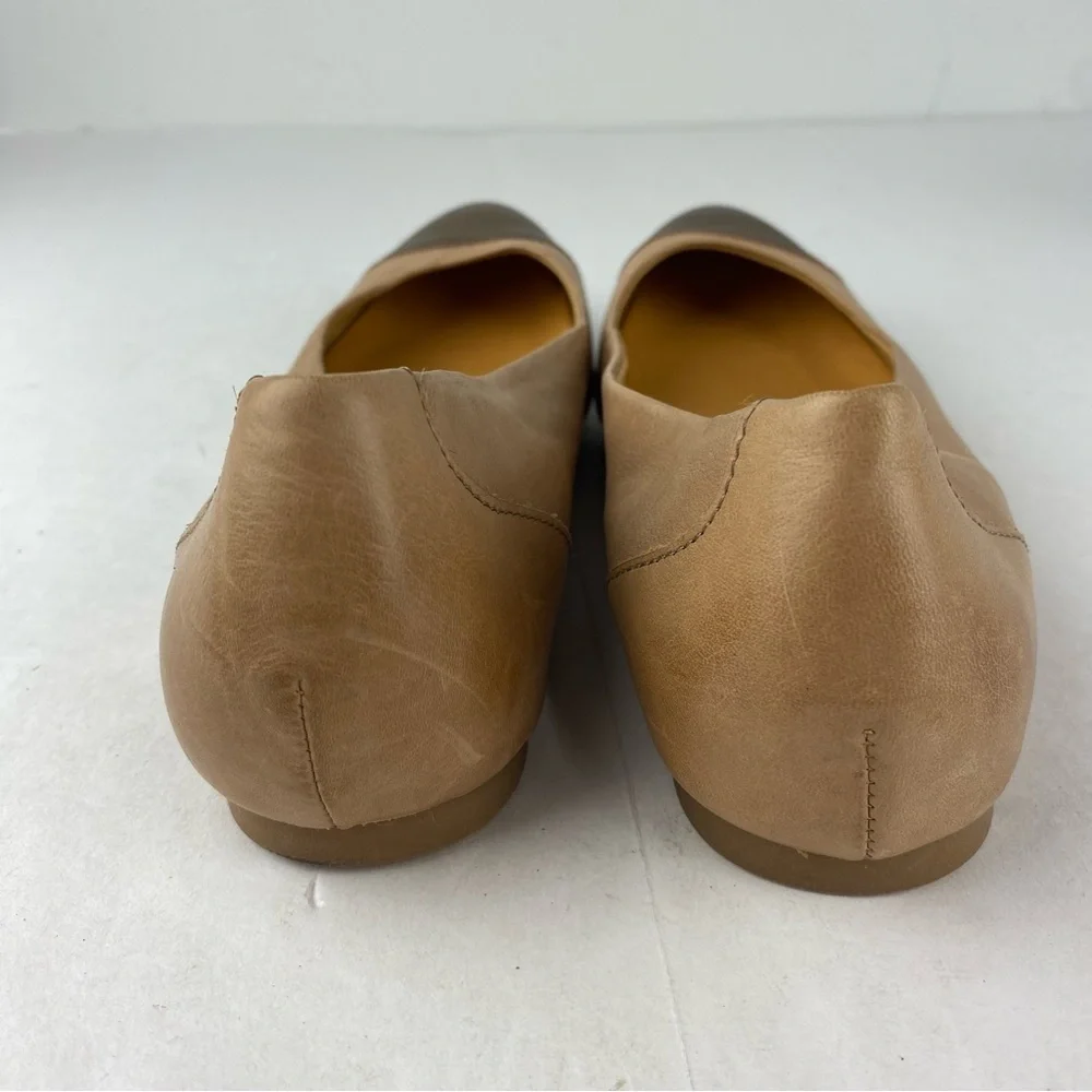 Korks by Kork-Ease Womens 8 Caren Beige Bronze Cap Toe Ballet Flats Slip Ons